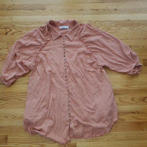 FP Beach Free People Tunic Top Size M Button Up Boho Long Flowy Dress oversized - Picture 6 of 7